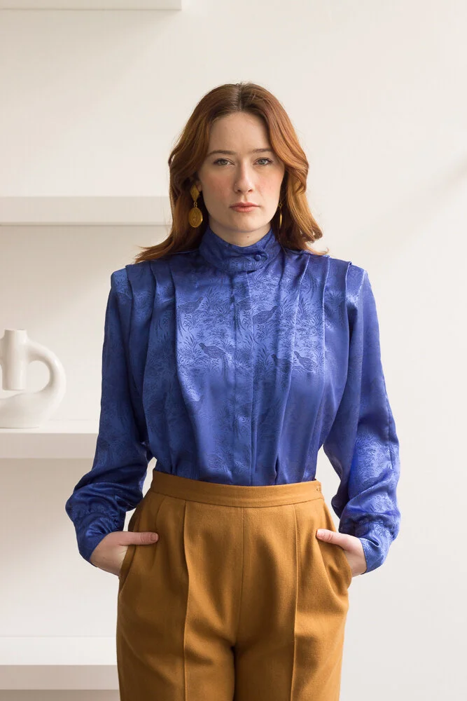 トップス todayful Openshoulder Jacquard Blouse 1980s Exaggerated Shoulder Jacquard Blouse — Wayward Collection